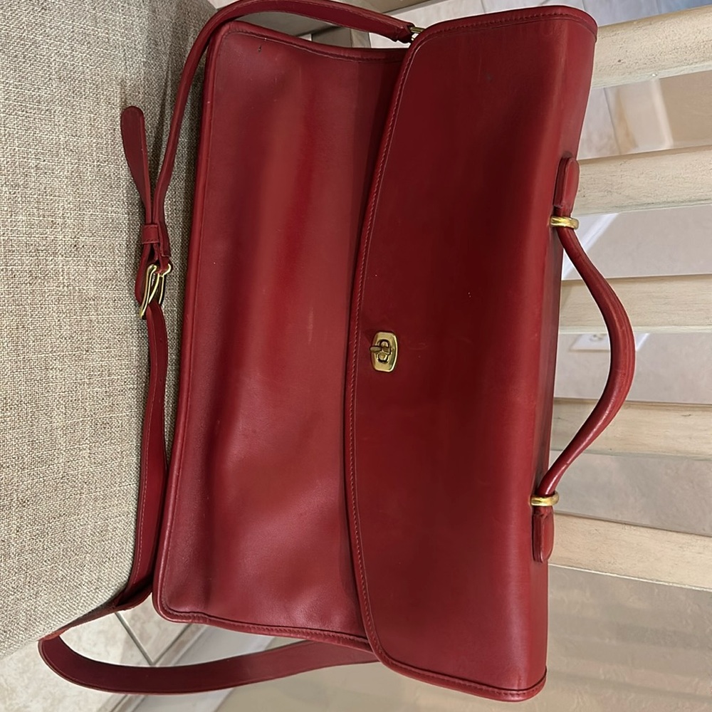 Authentic Coach red leather briefcase- gorgeous.  See pics